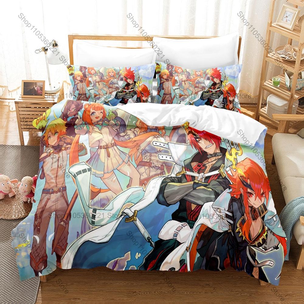 MAGLAM LORD Themed Duvet Cover + 2 Pillowcases Red Hair Blade Lord Satius Darius Character Graphic Bedding Set Dorm Decoration