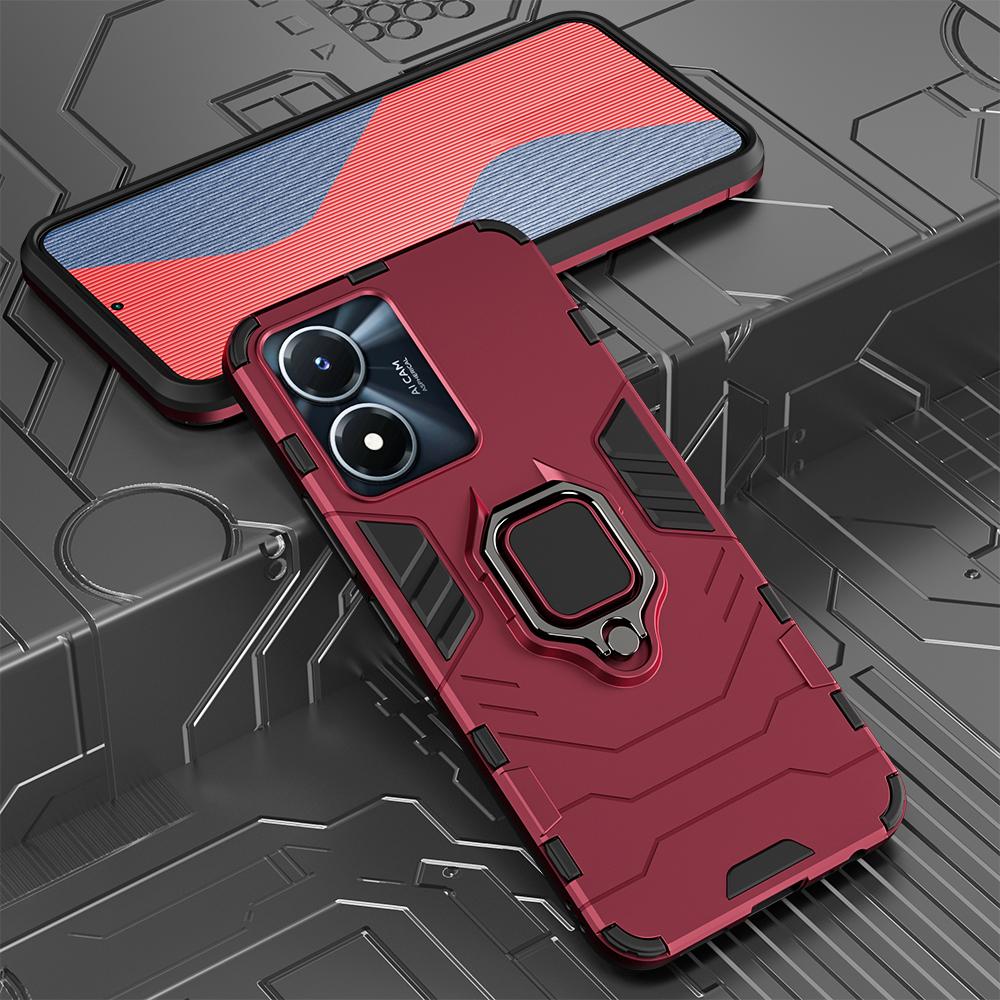 

Peatkop Shockproof Armor Case for VIVO Y02S Y77 5G Silicone +PC Metal Ring Stand Phone Back Cover for VIVO Y77 5G Y02S for VIVO Y77 5G красный