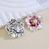 Women Brooch Sparkling Rhinestones Imitation Pearl Decor Flower Design Lapel Pin Chinese Style Sweater Scarf Badge Jewelry Accessories