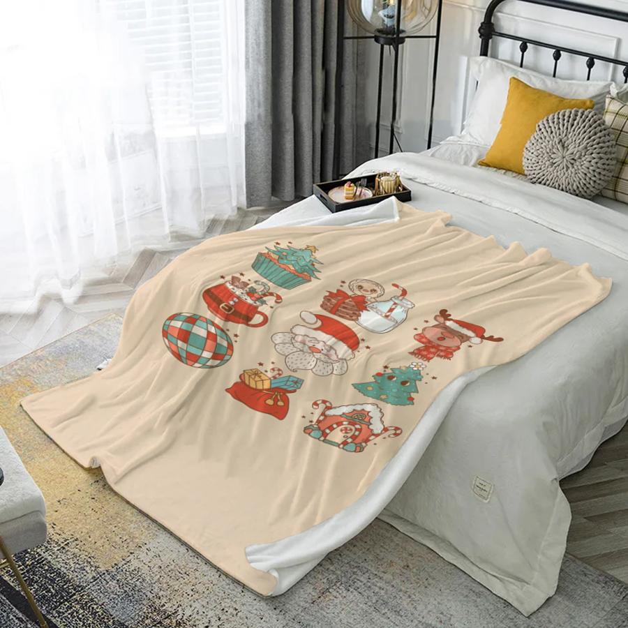 

Merry Christmas Pattern Microfiber Flannel Cover Blanket Bedroom Living Room Sofa Soft And Comfortable Home Decoration 75x90cm