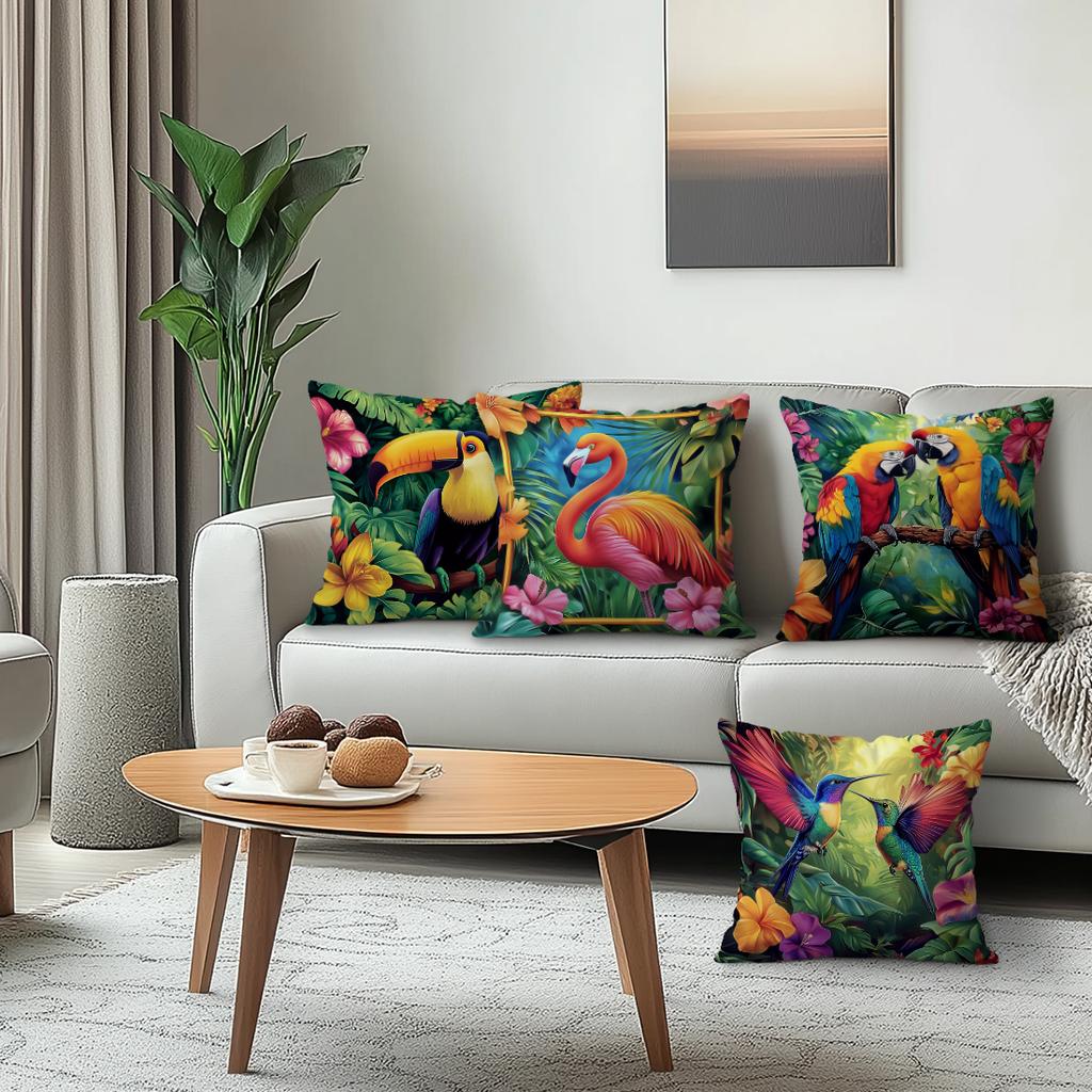 4pcs settropical jungle animals Cushions Pillowcase Polyester Cushion Cover Throw Pillow Pillowcover Home Car Sofa Decor