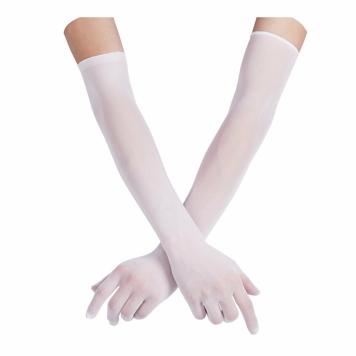 

Protection Mesh Opera Prom Transparent Gloves Long Sheer Seamless Mitten Finger Pantyhose Gloves білий