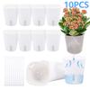 10Pcs Self Watering Flower Pot Double Layer Plastic Planter Pot with Cotton Rope & Translucent Inner Cup Garden Small Plant Pot