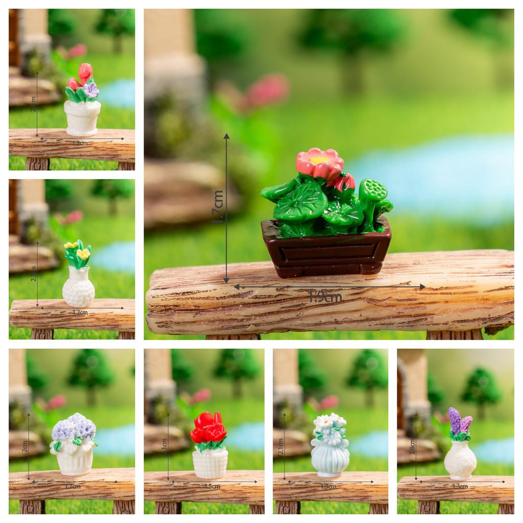 

7Pcs/set Mini Flower Plant Bonsai Miniatures Resin Ornaments Diy Fairy Garden Decoration Micro Landscape 1-2cm