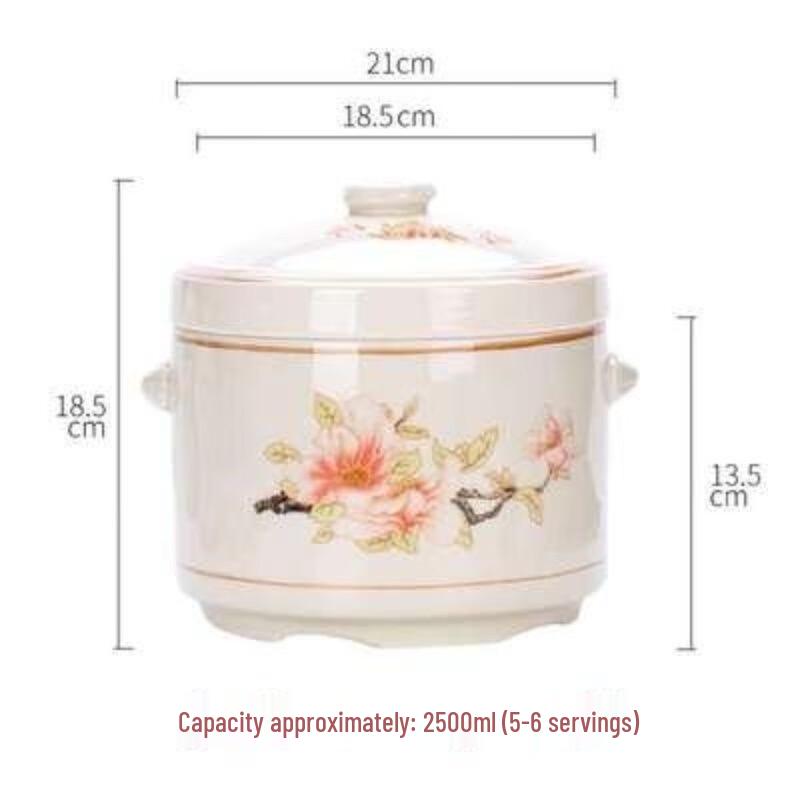 Zhaoran Ceramic Double-Lid Double Boiler Stew Pot