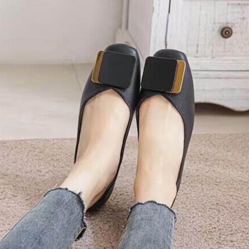 

Мода 2024 Новый Стиль Французский Квадратный Носок Мягкая Кожа Толстый Каблук Большая Мелкая Горловина Плоская Подошва Износостойкая Женская Обувь 35 чёрный