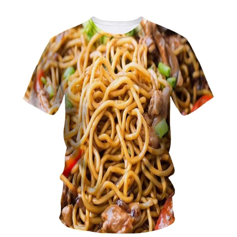 Summer New Food Pattern Men's Printed T-shirt Street Fashion Harajuku Round Neck Large Comfortable Short Sleeved TopSummer New F