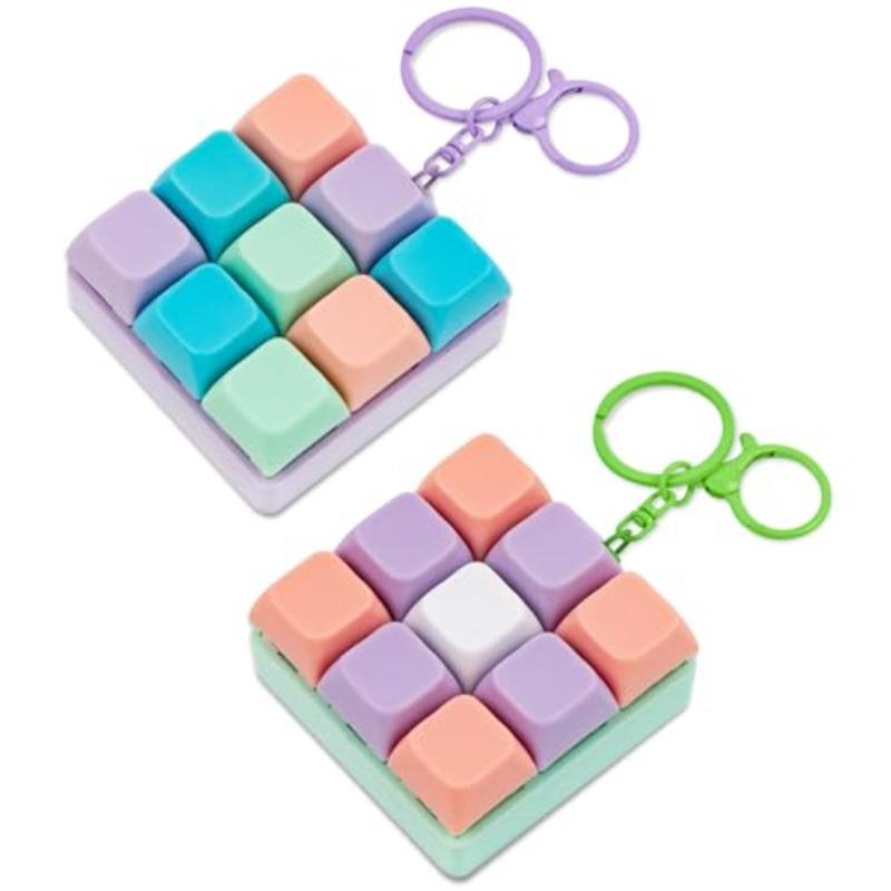 Keyboard Fidget, Mechanical Button Keyboard Clicker Keychain, Macaron Color Stress Relief Gifts For Relieve Stress And Pass Time