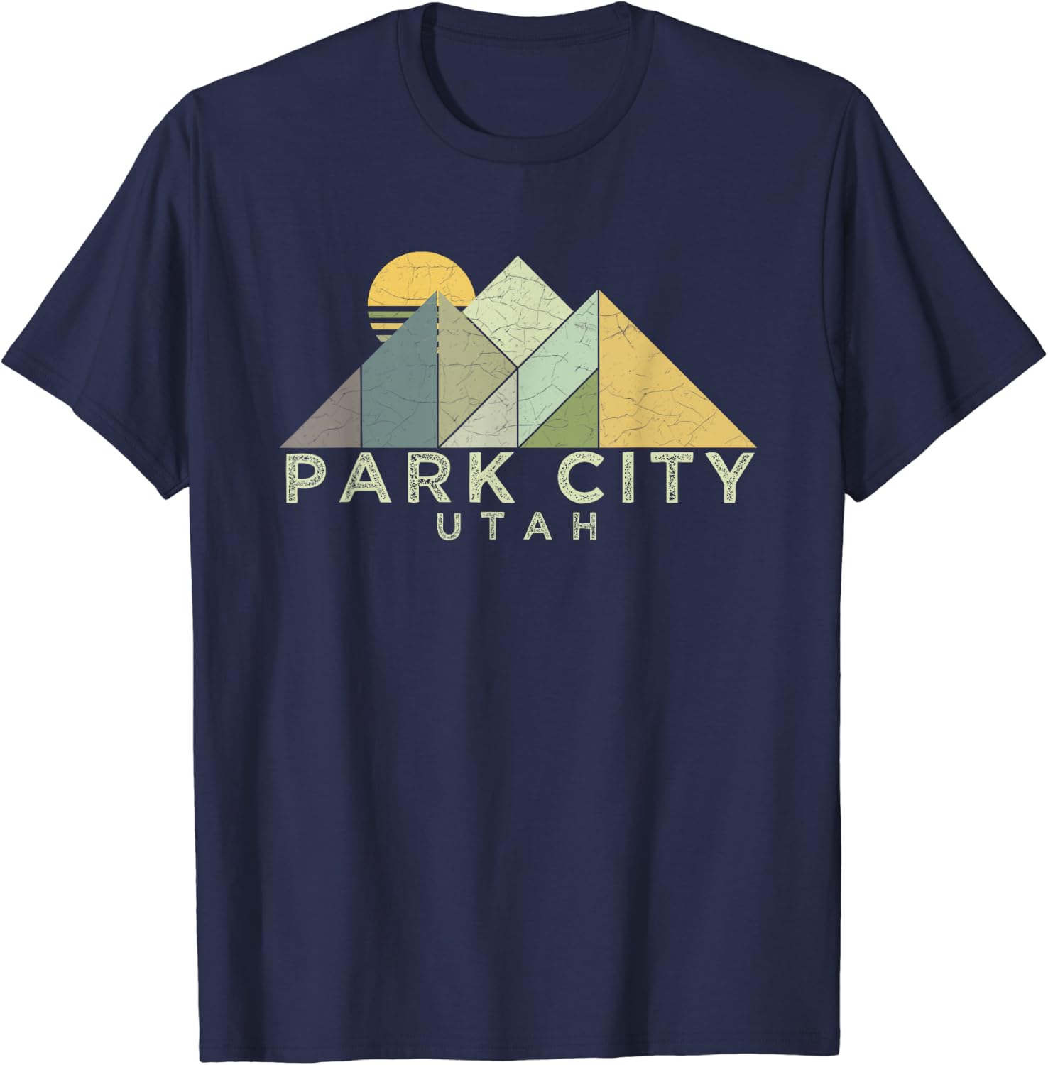 Retro Park City Utah Men T Shirt Distressed Hiking Tee S темно-синий