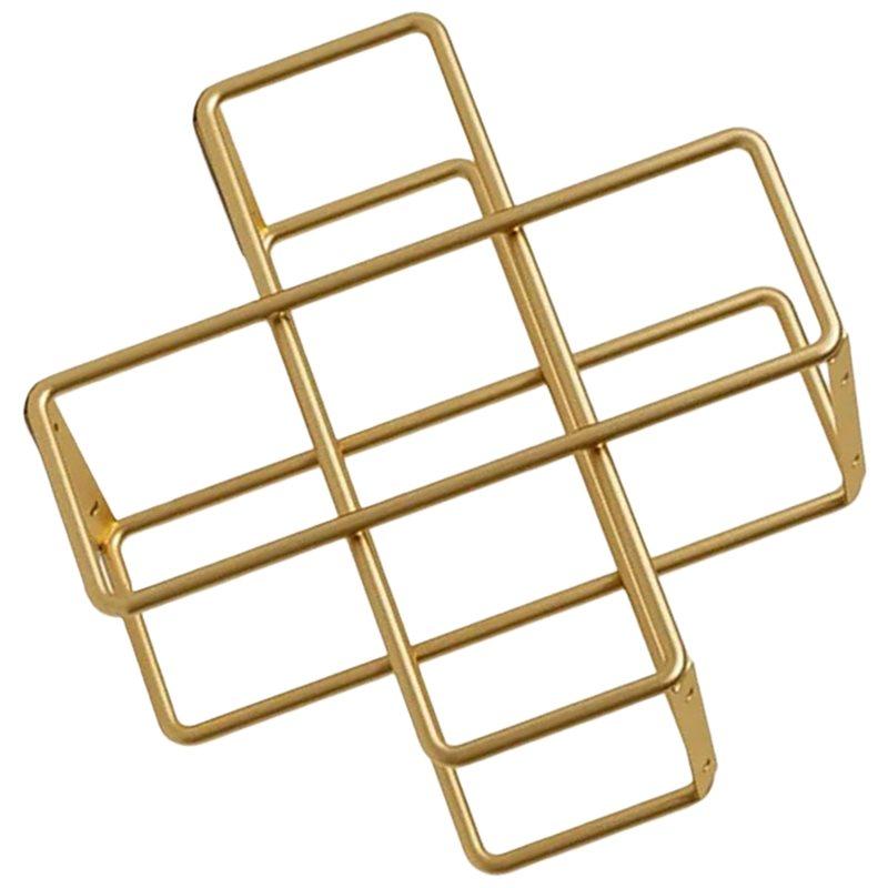 

HHO-5 Grid Metal Wine Rack Red Wine Bottle Storage Wine Display Rack Bar Desktop Decoration Cabinet Display Home Decoration золотий