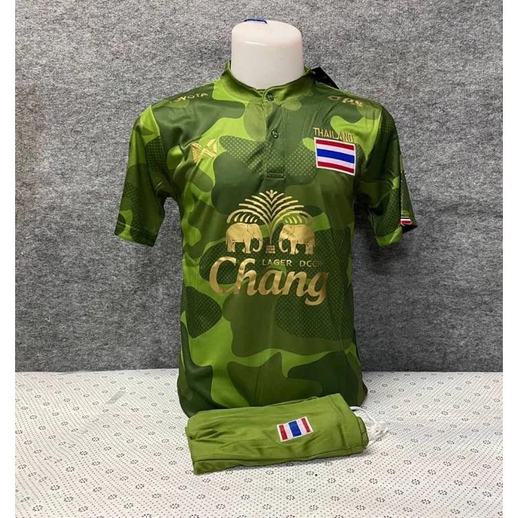 THAILAND National Football Soccer Camouflage Vintage Shirt Mandarin Collar Flag Badge Logo Unisex JERSEY Print Quick Dry Short Sleeve Uniform Elephant