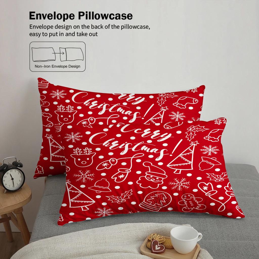 Merry Christmas Bedding Set Soft Polyester Duvet Cover Set Quilt Cover With Pillowcase For Bedroom Decor Birthday Gift For Girls