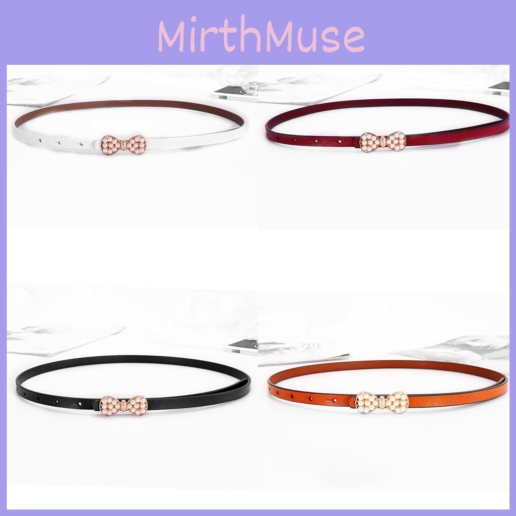 Leather Waist Belt For Women With Pearl Butterfly Decor Summer Casual Dress Accessory