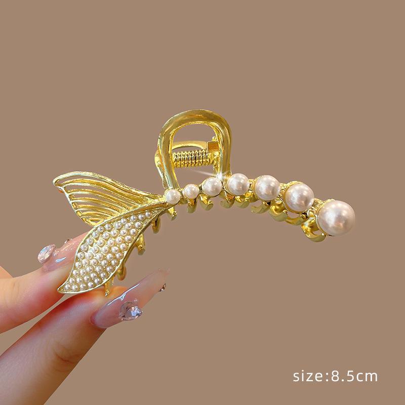 High-End Women's Rhinestone Hair Shark Clip - Large, Stylish, and Trendy Hairpin