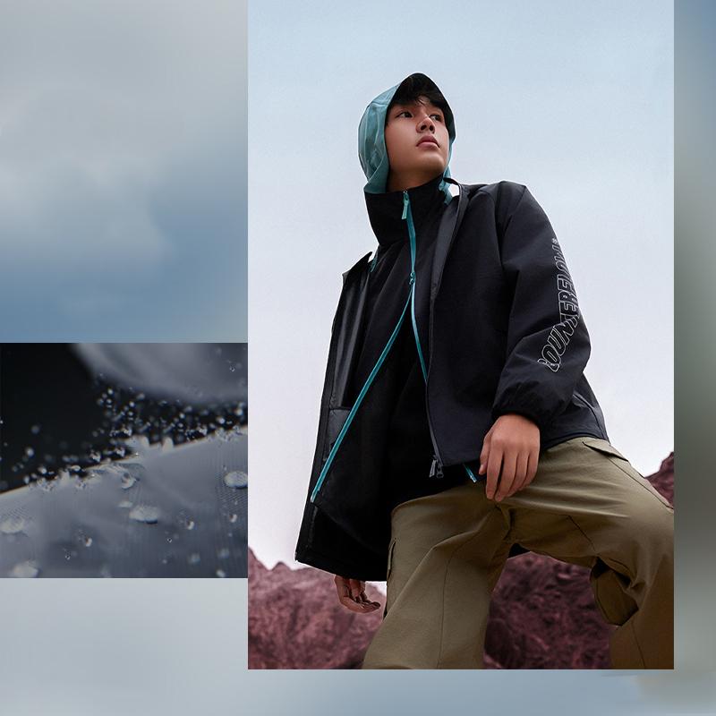 Li Ning CF Su Wan Long Jia Series Multifunkční ochranná větrovka Teplá outdoorová kempingová barevně blokovaná bunda s kapucí na zip AFDT821-2