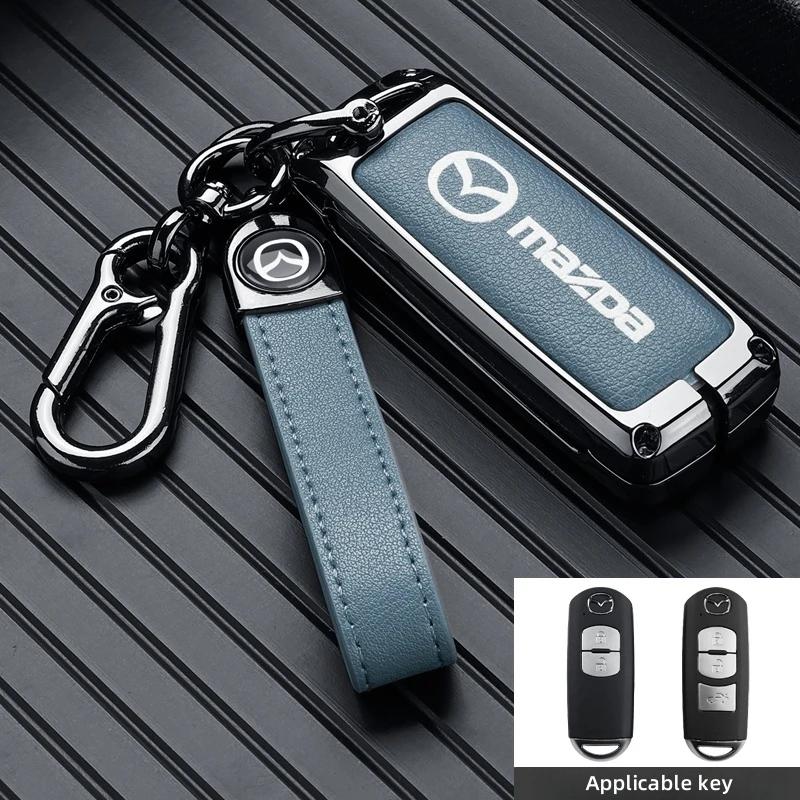 Leather Car Smart Key Case Cover Shell For Mazda 3 5 6 SKYACTIV Axela Atenza CX30 CX5 CX8 CX9 MX5 RX8 RX7 BT50 Keychain Protecto