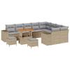 Ensemble de canapé de jardin de 12 pièces avec coussins beige en poly rotin, Set de salle à manger de jardin 3 pièces 3362047