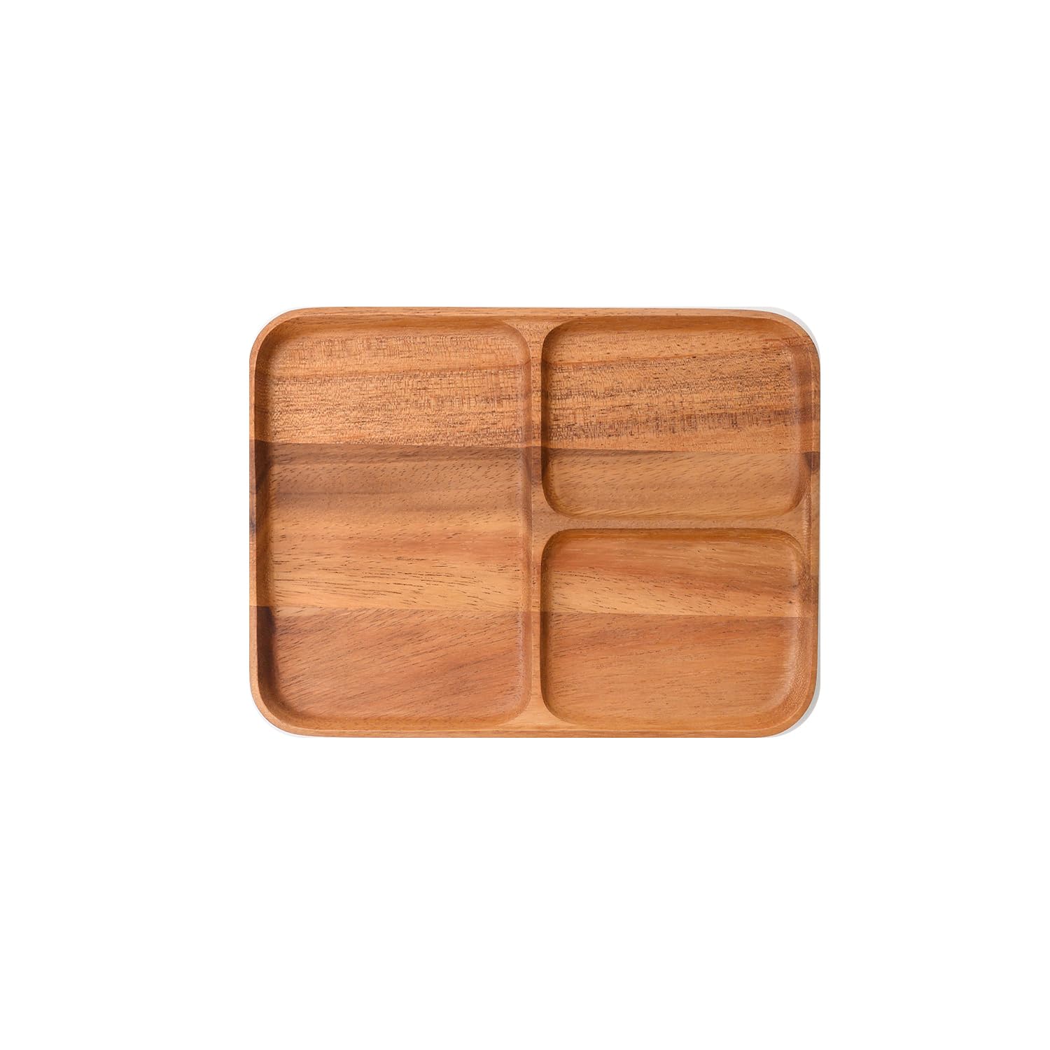 

ChaBatree Wooden Lunch Plate, 15x20cm, Rectangular, with Dividers, Acacia Wood, One Plate, Paddle