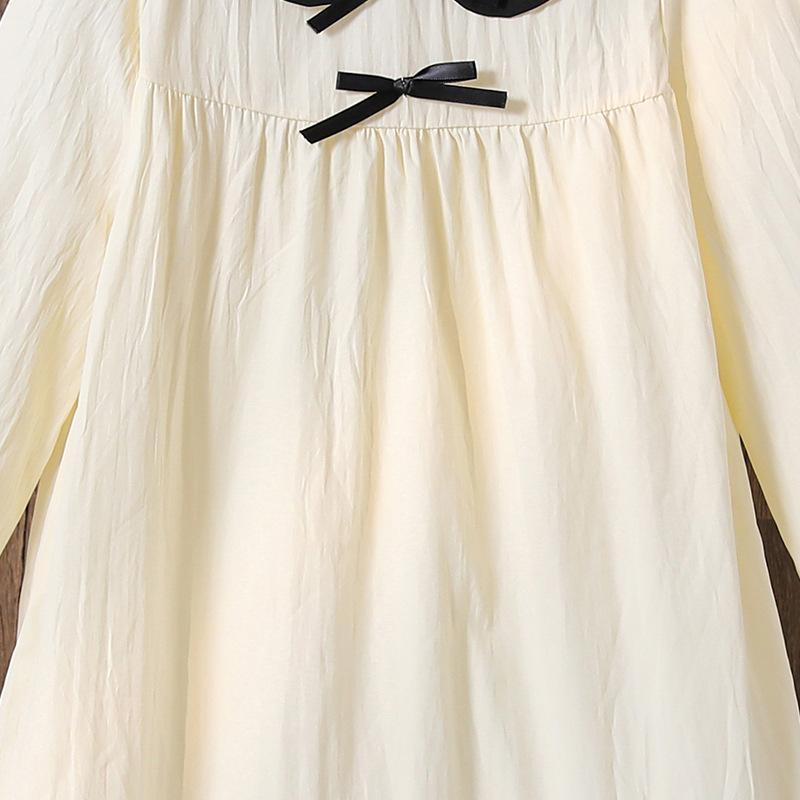 Girls Dress 2025 Autumn Children Clothes Fashion Doll Collar Bow Long Sleeve Princess Dresses