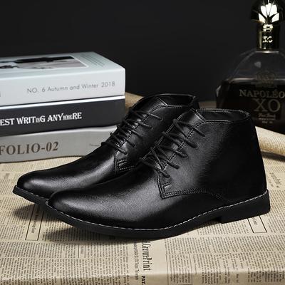 Fashion Men's Chelsea Boots Lace Up Fashion Italian Style Ankle Boots Outdoor Soft Leather Male Mid-Calf Boots Formal Business Shoes Men