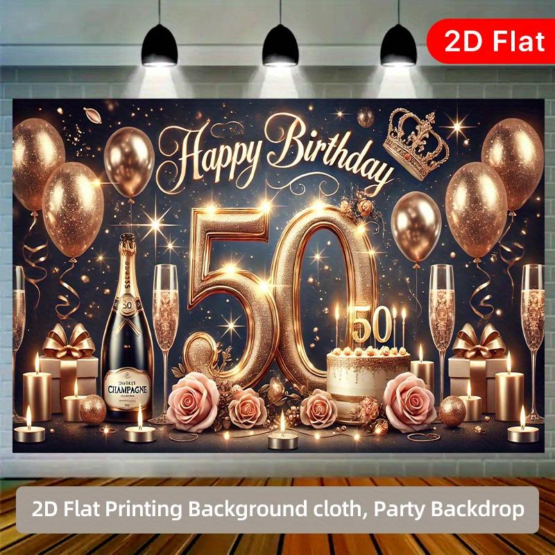 2D flat surface a single piece of 50th birthday background fabric multi-purpose for festivals and outdoor events