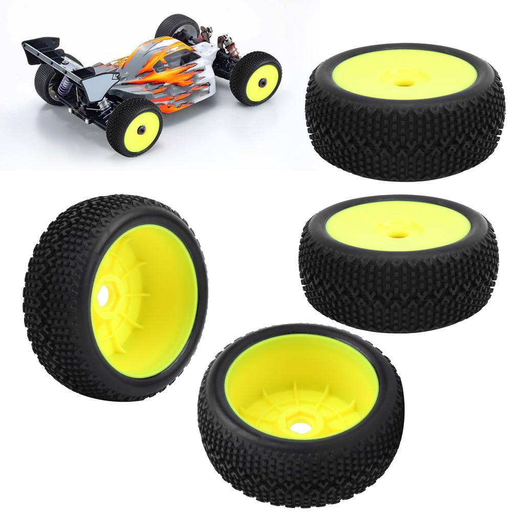 4pcs RC Car Tires Yellow Wheel Frame Rubber Tires Accessory Upgrade Parts for 1 8 RC Car Model