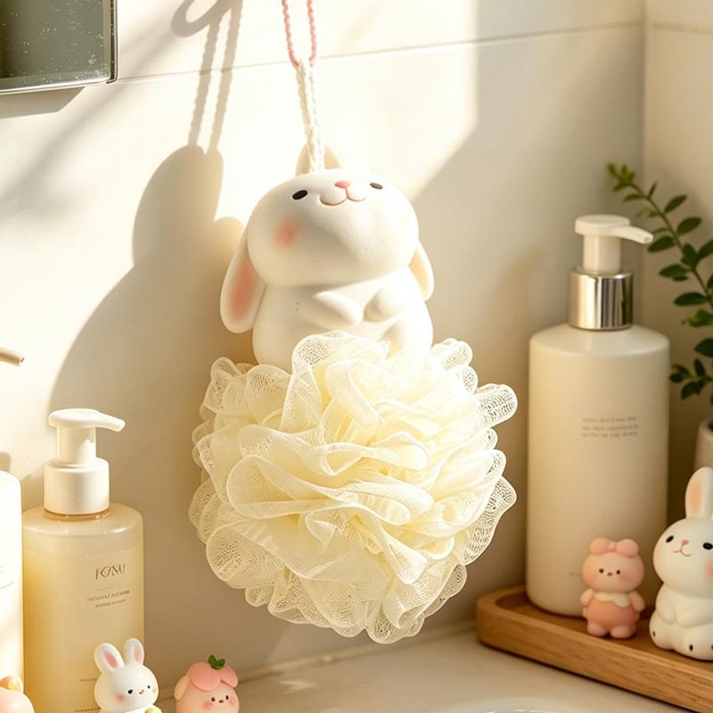 Boho Animal Shaped Bath Loofah Koala Rabbit Soft Mesh Sponge Decorative Shower Ball for Rustic Bathroom Home Wall Decor