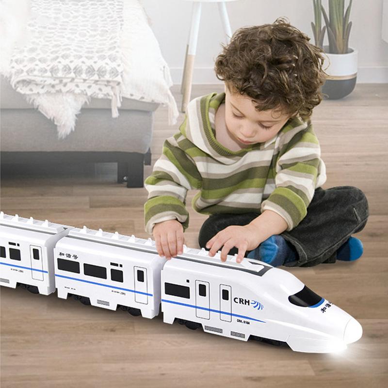 Harmony Railcar Simulation High-speed Railway Train Toys 3D Electric Bullet Train with Light Model Building Toy GIft Car for Kid