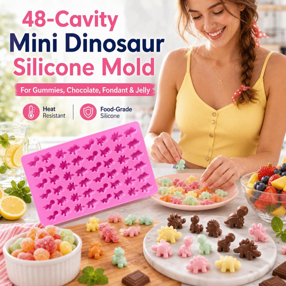 DIY Dinosaur Chocolate Mold 48 Cavity Jelly Fondant Mold Flexible Silicone Mold  Pastry Making