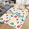 Custom Name,Cute Cartoon Dinosaur Home Sofa Decoration for Living Room & Bedroom, Non‑Slip Play Flannel Floor Mat for Game Room