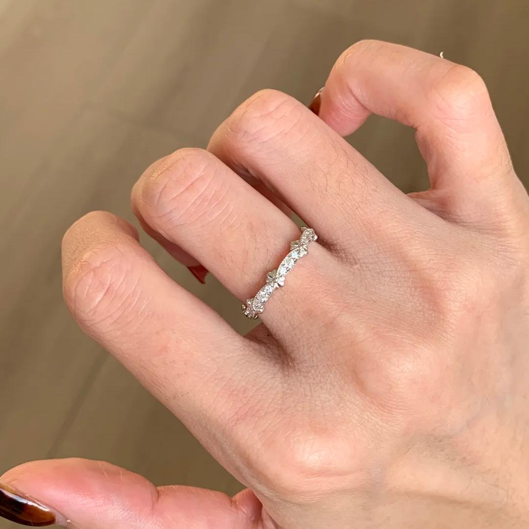 

2026 French Lace Iris Flower Ring Exquisite Versatile Clear Wind Diamond Tail Finger Row Ring Zircon Strip Ring Female Resizable