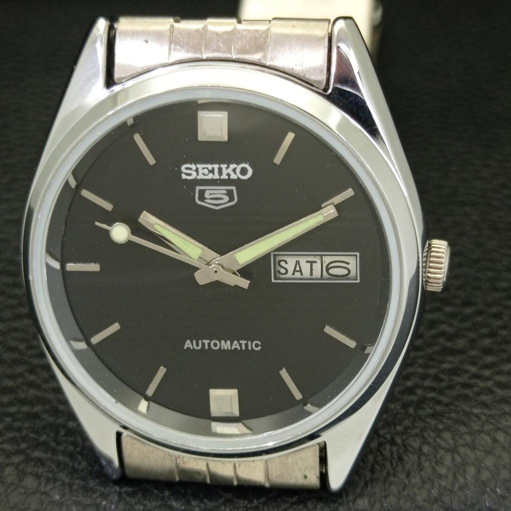 VINTAGE SEIKO 5 AUTOMATIC 6309A REFURBISHED JAPAN MENS BLACK WATCH A701703-5 R206c-a701703