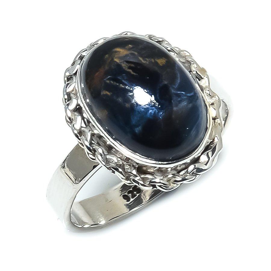 Natural Pietersite Gemstone Handmade 925 Solid Sterling Silver Ring S.8.5 c0B14