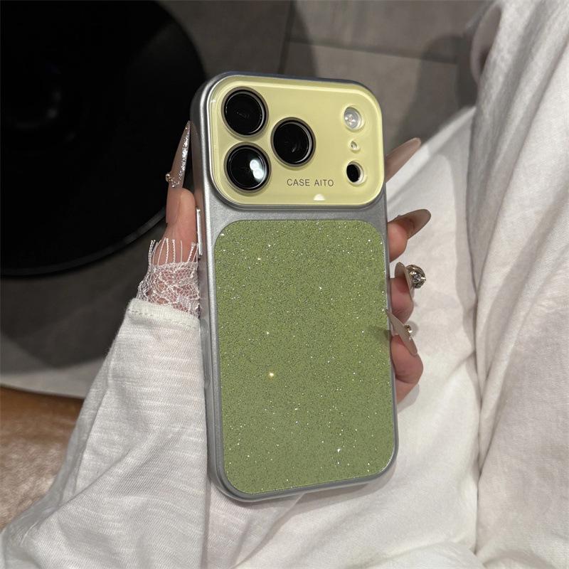 iPhone 17 Pro Case with Large Window, Compatible with Apple 16 Pro, Glitter Design, Includes 15 Pro Lens Film, Fits 14 Pro Model