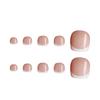120Pcs French Tip Press On Toenails for Women, Short Square Stick-on Gel Fake Nails, Reusable Removable Glue On False Toe Nails