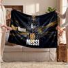Lionel Messi Personalized Fleece Blanket With Football Logo, Custom Name Text Soft Warm Home Throw Blanket