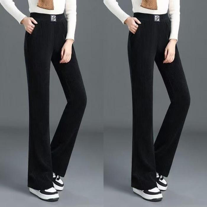 Jesienno-zimowe luźne spodnie z wysokim stanem o prostych nogawkach dla kobiet, spodnie z szerokimi nogawkami, spodnie casualowe dla kobiet