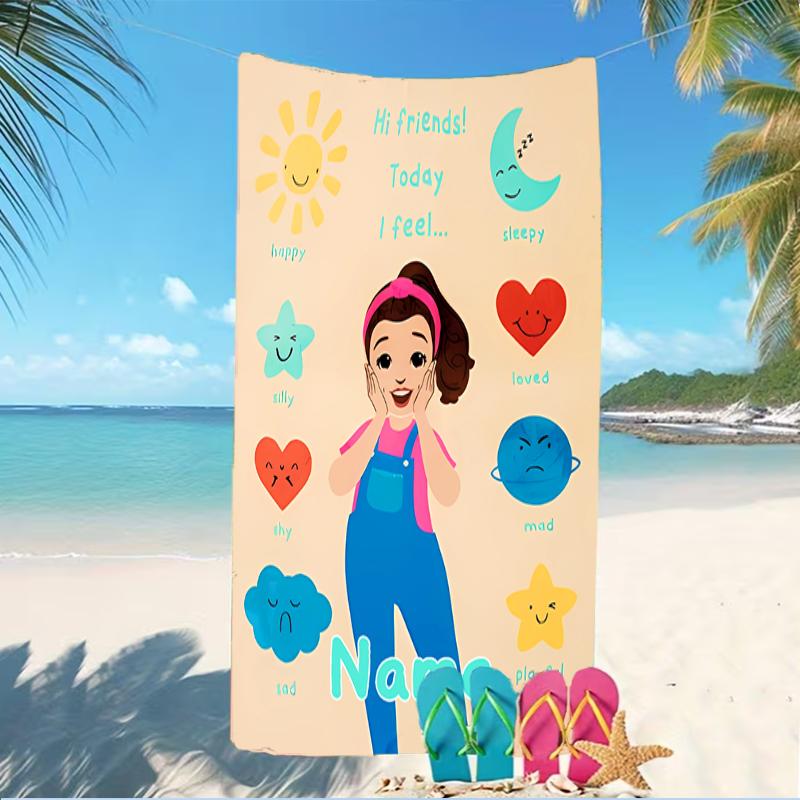 Customizable personalized beach towels Ms. Rachel themed designs.Suitable for the beach, yoga, sports;ideal as beach accessories
