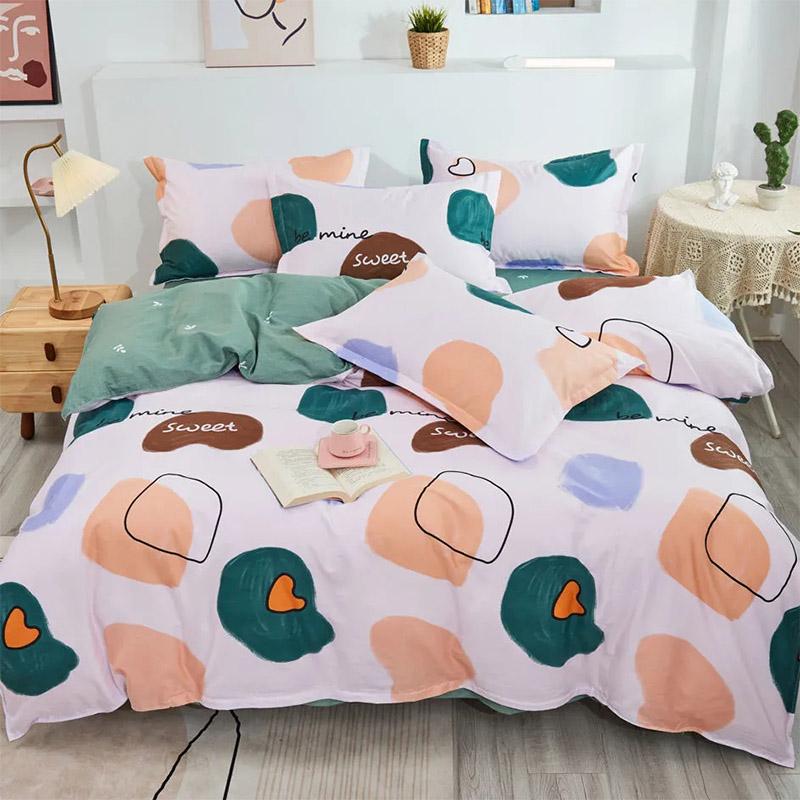 Cămin 1,2m Pătură de pat Husă de plapumă Cearșaf Set din trei piese Imprimeu Cuvertură Față de pernă Set de lenjerie de pat Bumbac Confort Lenjerie de pat Set din patru piese