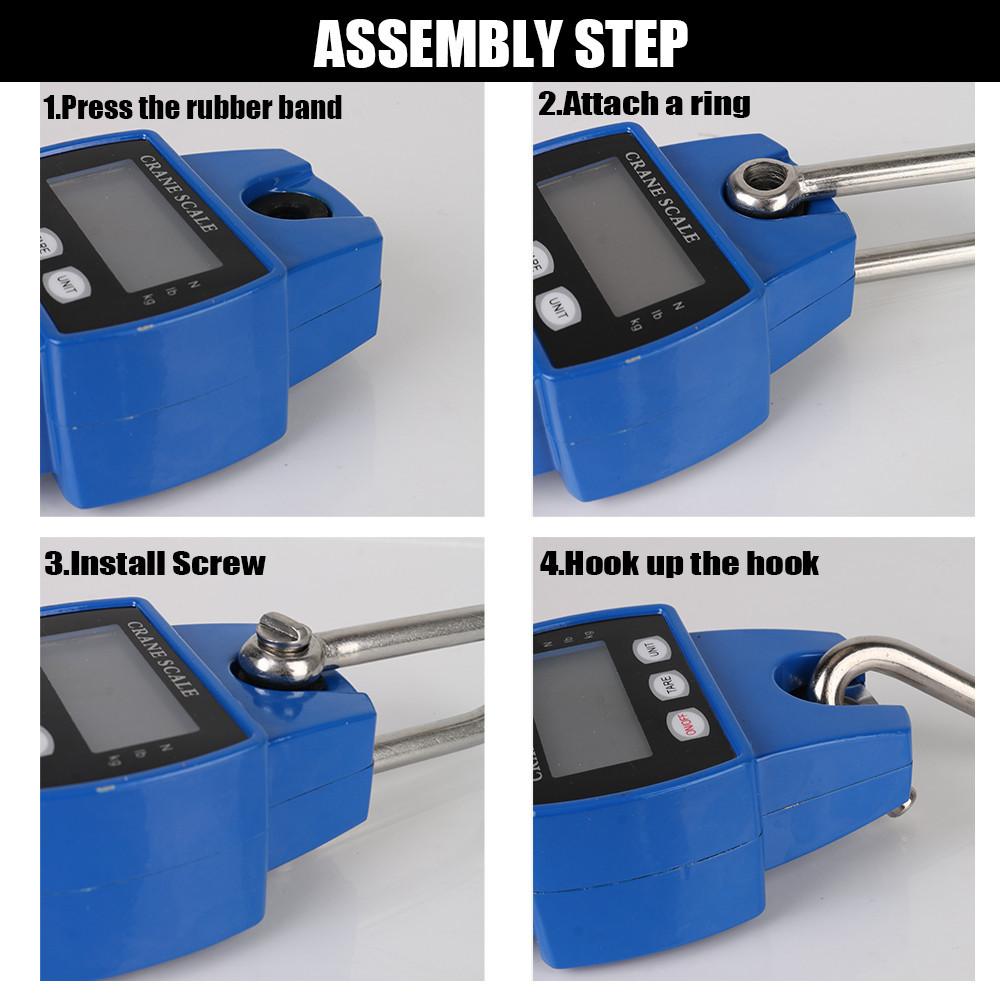 300kg Portable Electronic Hanging Scale Stainless Steel Crane Scale Digital Heavy Duty Hanging Hook Scales