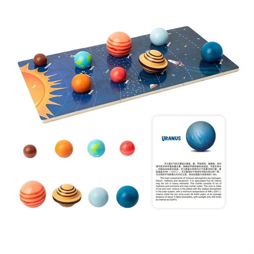 Eight Planets Solar System Puzzle Toy 3D Wooden Planet Board Toy Parent-child Interactive