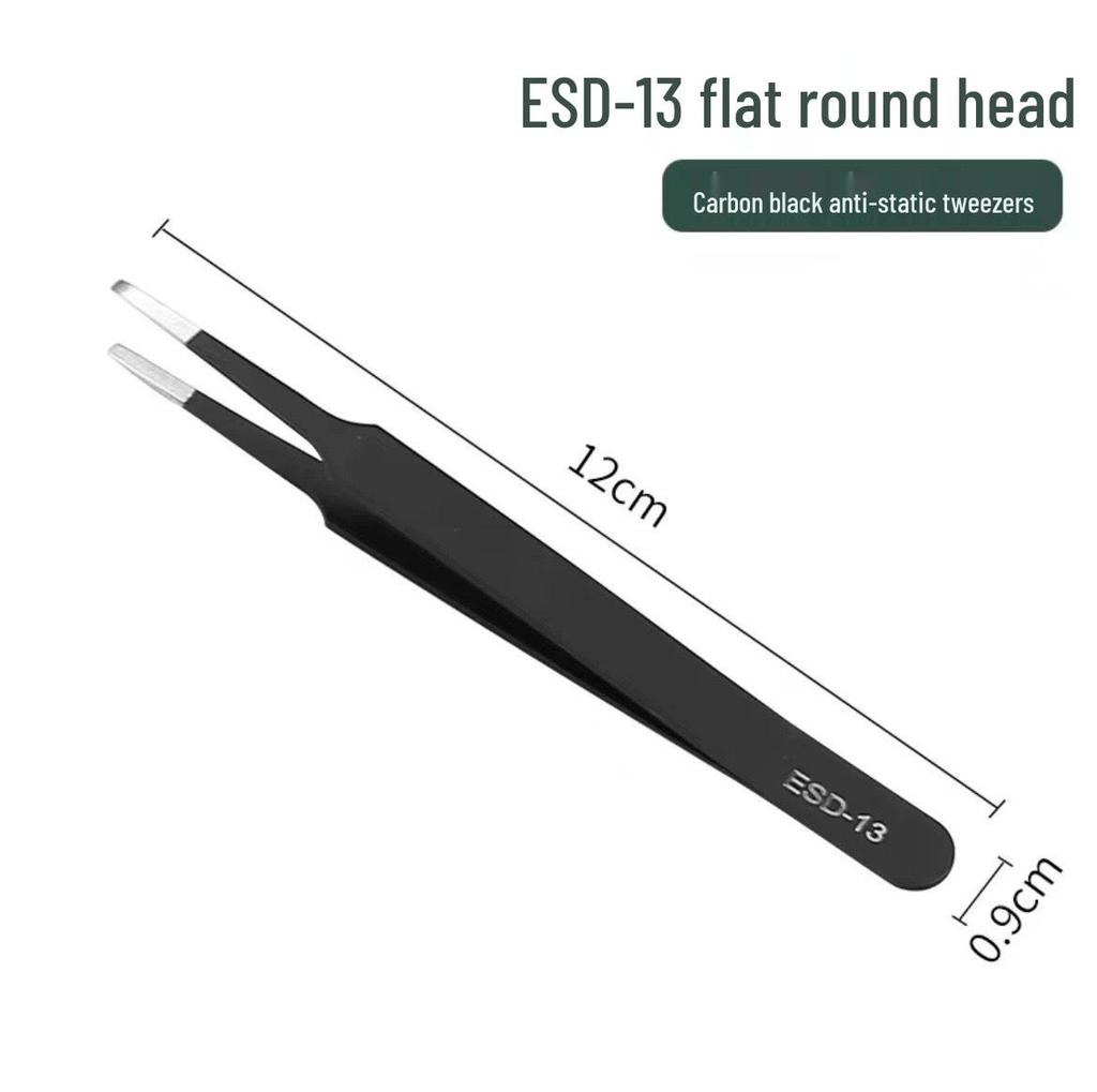 Bent Tip Stainless Steel Precision Tweezers: Fine-Point, Anti-Static Tool for Hair, Acne, Bird's Nest Picking, and Repair.