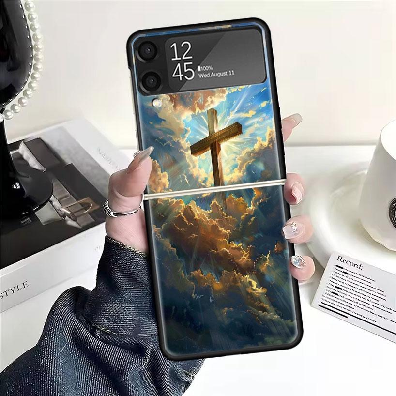 Jesus Bible Cases For Samsung Galaxy Z Flip 4 5 6 7 3 Z Flip7 Flip6 Flip4 Flip5 Flip3 5G Hard Shockproof Fundas Cover