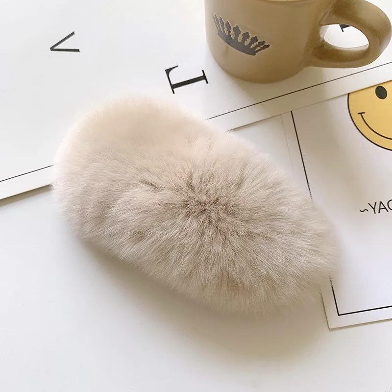 Autumn and Winter Plush Hairpin Wild Candy Net Red Bb Side Clip Korean Real Rex Rabbit Fur Hair Accessories Hairpin