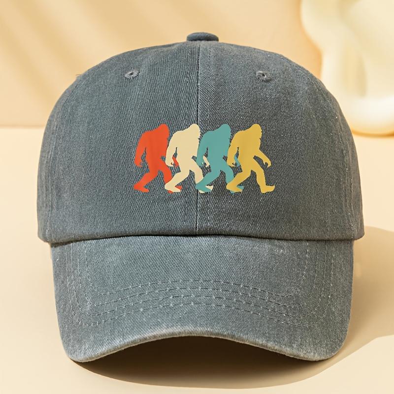 Colorful gorilla printed washed baseball cap for men and women, suitable for outdoor vacation, camping, and leisure fishing