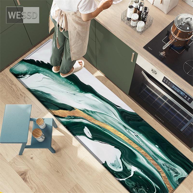 Green White Abstract Painting Rug For Kitchen Floor Small Living Room Carpet Soft Fashion Bedroom Mat Bathroom Rug