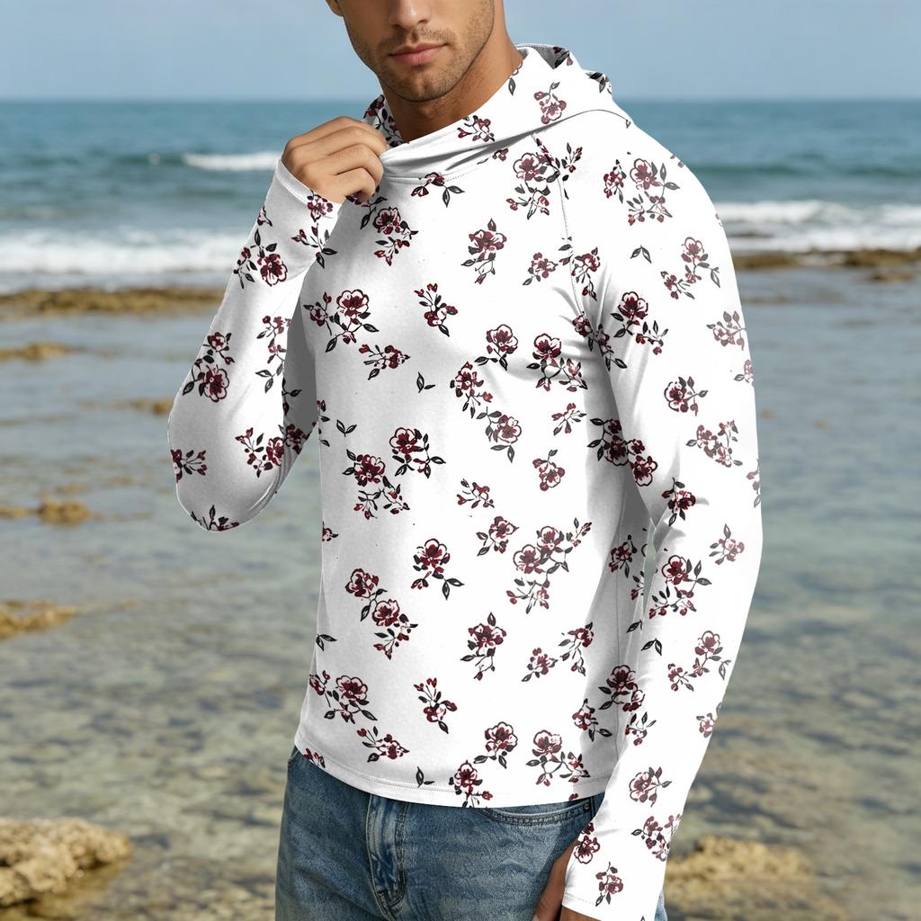 Men's UPF50+ Sun Protection Hoodie Lightweight Quick Dry Long Sleeve Hooded Shirt Breathable Outdoor Sportswear for Hiking Running Fishing