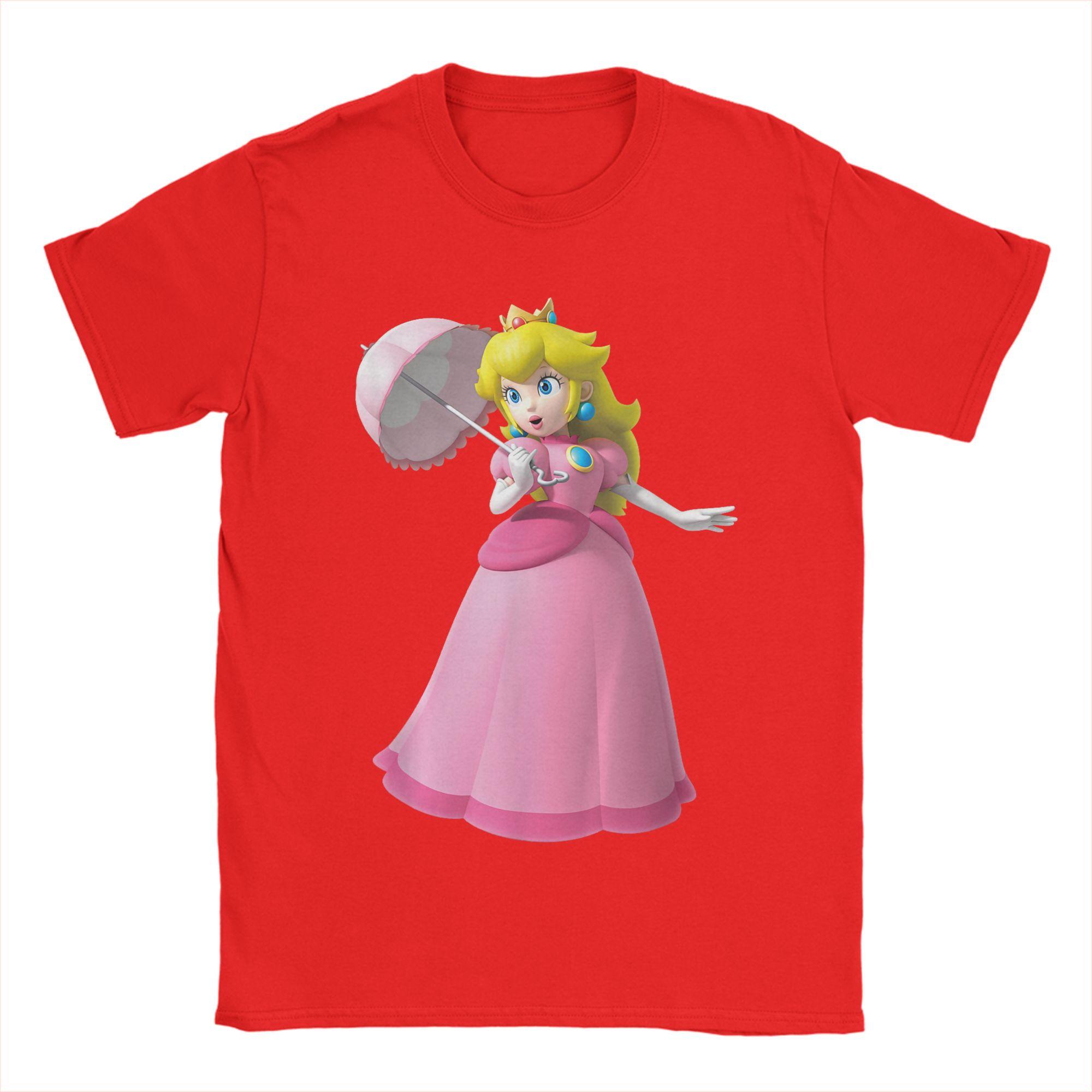 

Unisexs Super Marios Princess Peach 3D Poster T Shirt Pure Cotton Clothing Vintage Short Sleeve Tees Gift Idea TShirts S