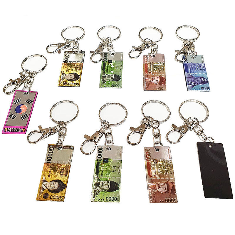 Korean Currency Etched Rubber Magnet Keychain (9 Pieces)