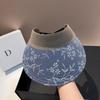 Beach Straw Woven Sunshade Hat Rhinestone Embroidered Sun Hat Fashionable Leisure Vacation Foldable Women's Empty Top Hat